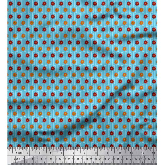 Soimoi Cotton Duck Fabric Artistic Floral Print Fabric by the Yard 42 Inch Wide