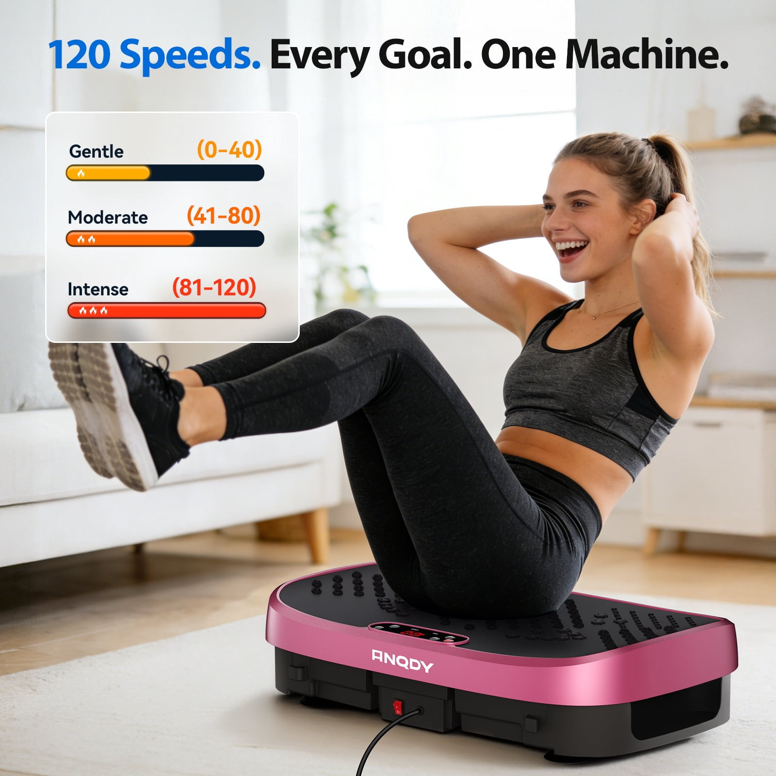 Anqdy Vibrating Platform Exercise Machines Magnetic Acupoints Full Body with LCD Display Pink 1-Count