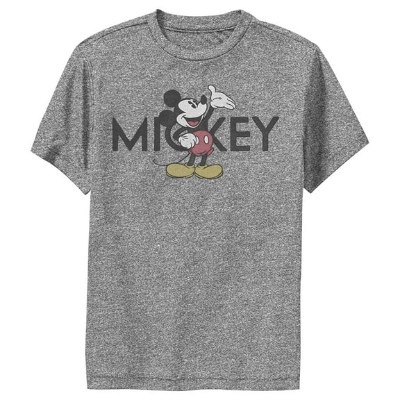 Boy's Mickey & Friends Old School Mickey  Performance Graphic Tee Charcoal Heather X Large