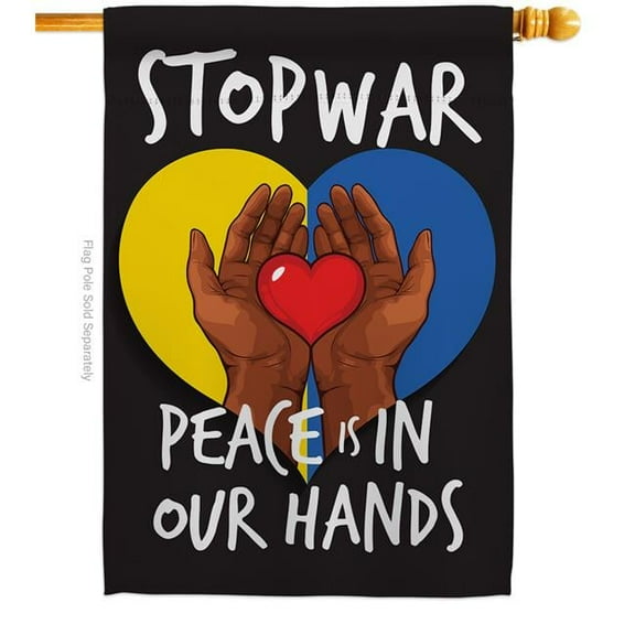 USA Decoration H170271-BO Stop War Peace our Hands Support Cause 28 x 40 in. Double-Sided Decorative Vertical House Flags for Decoration Banner Garden Yard Gift