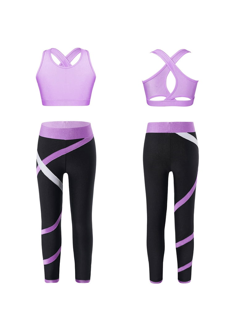 Iiniim Enfant Fille été Survêtement De Sport Danse Fitness Jogging Haut