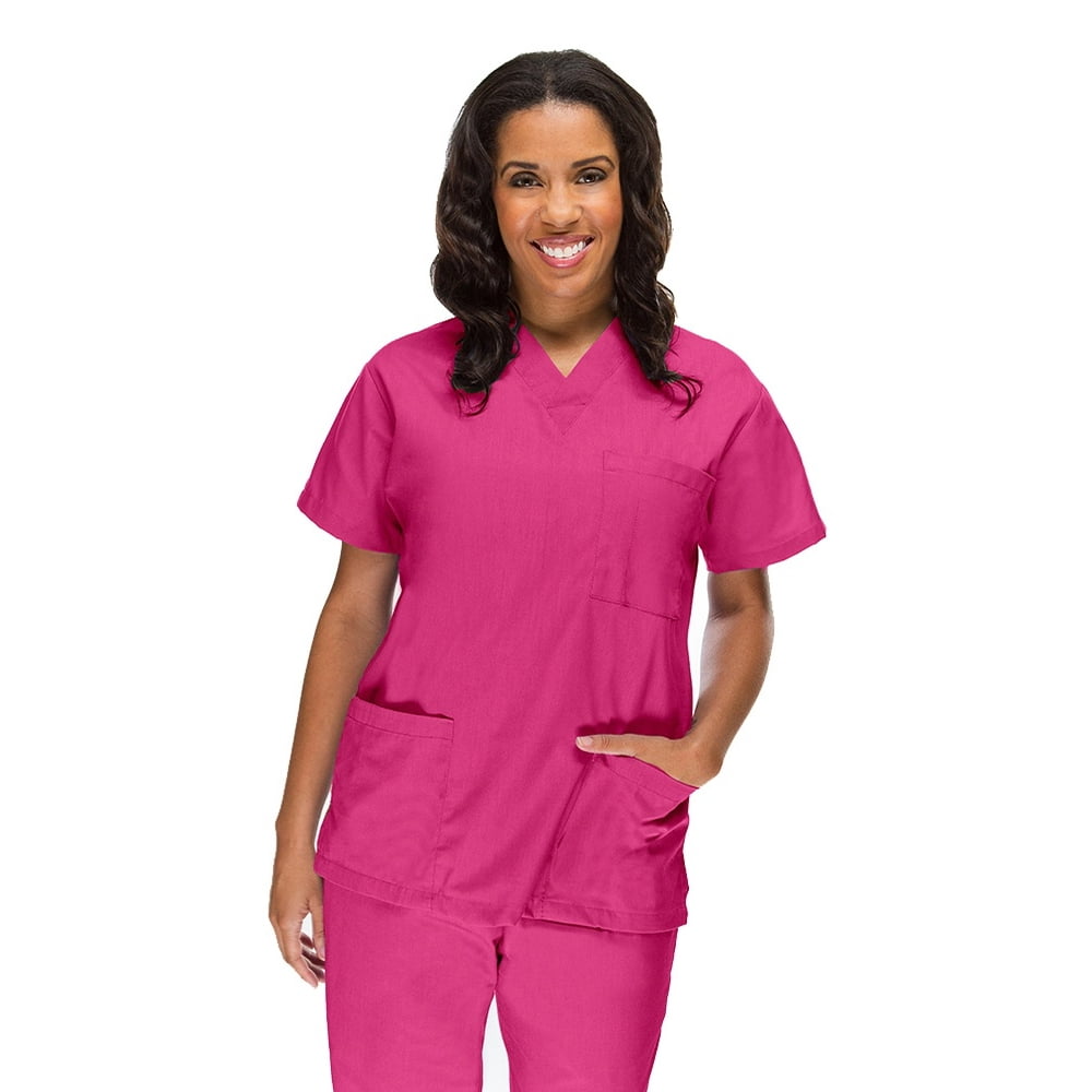 Allheart Basics by allheart Women's VNeck 3 Pocket Solid Scrub Top