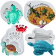 thumbnail image 1 of Moldes de silicona para fondant con diseño de tortuga marina con temática de playa de Lingzhi, juego de 4, 1 of 9