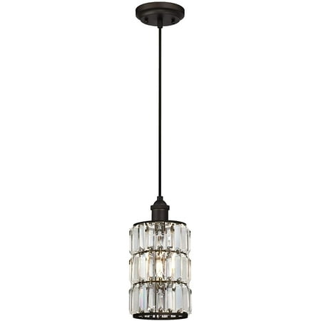

6338400 Sophie One-Light Indoor Mini Pendant Oil Rubbed Bronze Finish with Crystal Prism Glass White