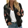 thumbnail image 2 of HAPIMO Stylish Floral Print Jackets for Women Zip Up Jacket Long Sleeve Stand Collar Jacket Daily Casual Jacket Lightweight Fall Outerwear Multicolor L, 2 of 5