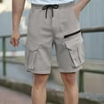 thumbnail image 2 of Hurxie Mens Cargo Shorts Lightweight Hiking Shorts Casual Shorts Elastic Waistband Pockets Athletic Work Shorts Gray,L, 2 of 7