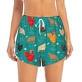 thumbnail image 4 of Lsque Cute Hens And Rooster Printed Women's Running Shorts with Liner Pockets,Elastic Quick Dry Workout Athletic Gym Yoga Shorts,Womens High Waist Shorts-Large, 4 of 9