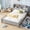 Gray, variant on Harper & Bright Designs Full Size Platform Bed with Bookcase Headboard, Wood Twin Bed Frame with Guardrails and LED Light for Bedroom, White
