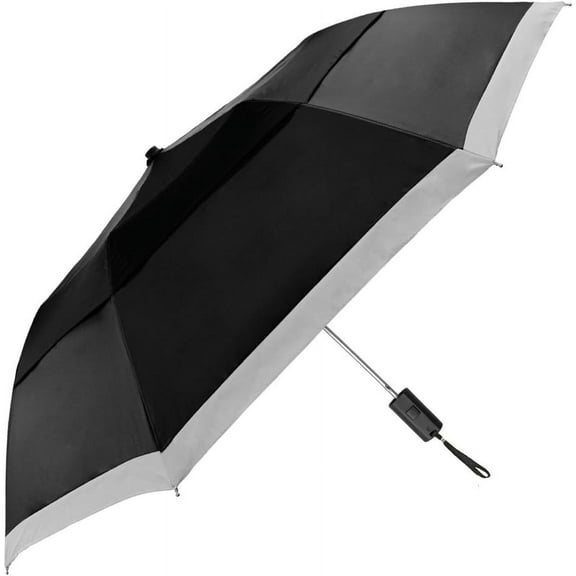 The Vented Lifesaver 42 inch Windproof Automatic Open Stick Umbrella for Rain, Portable Lightweight Strong Wind Vent Fiberglass Folding Travel Umbrella for Men & Women, Black