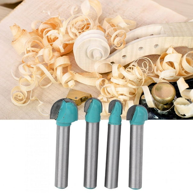 Qiilu 4 Pcs 6mm Tige Ronde Foret de Travail en Bois Coupeur Embout Noyau de Menuiserie Boîte Routeur Ensemble,Boîte Noyau Routeur, Embout Routeur Rond