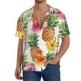 thumbnail image 3 of Gaeub Hawaiian Pineappl Men's Lapel Short Sleeve Shirt, Relaxed Fit Shirt, Soft and Breathable for Outdoors Party Travel - X-Large, 3 of 7