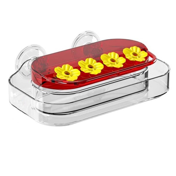 Bebedero de colibrí con ventana Recipiente de comida para pájaros extraíble Alimentación de pájaros (rojo) Ehuebsd Libre de BPA