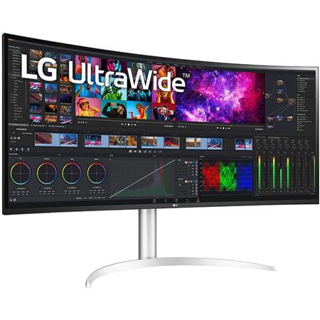 LG - 40” IPS LED Curved UltraWide WHUD 71Hz Monitor with HDR (HDMI, DisplayPort, USB) - Silver/White
