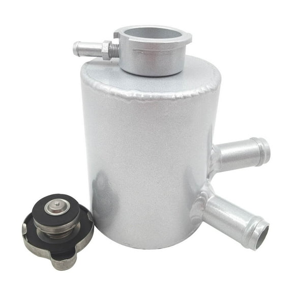 Universal Aluminum Coolant Expansion Header Water Reservoir Tank W/Cap Silver