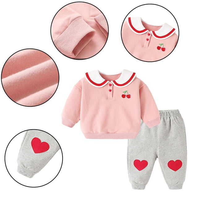 KYAIGUO Ensemble de Chandails en Molleton Princesse pour Bébé Filles 2 Pcs Col Poupée Doux et Pantalons