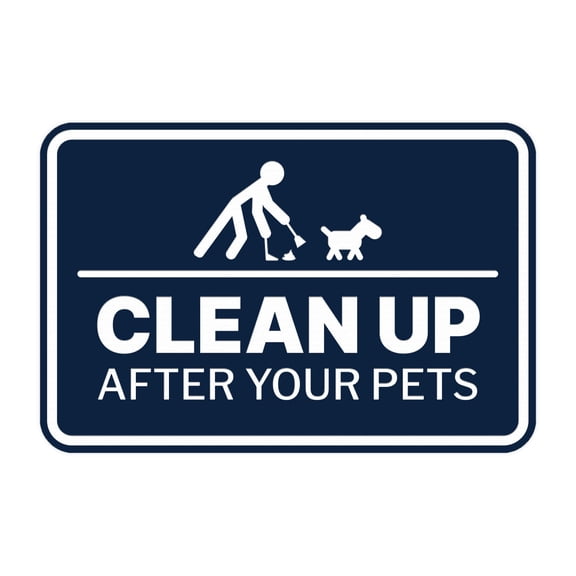 Signs ByLITA Classic Framed Clean up After Your Pets Sign (Navy Blue / White) - Large