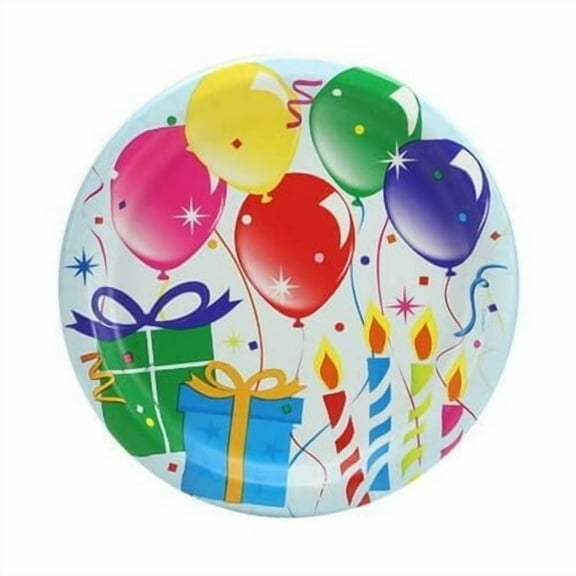 EcoQuality 9 inch Birthday Balloons Plastic Plate – Disposable Plate for Appetizers, Salads, Desserts, Parties, Catering, Weddings, Buffets, Everyday Use, Tableware for Events (24)