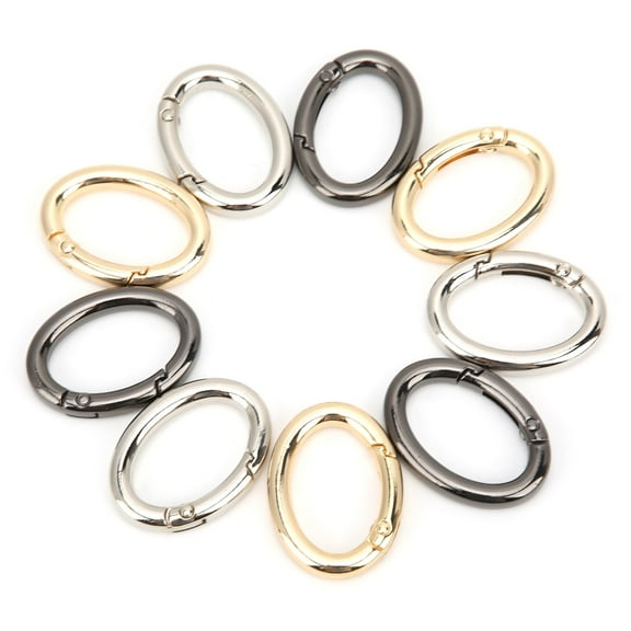 9Pcs Spring Ring Buckle 0 Shaped Oval Open Bag Chain Hardware DIY Accessories 3 Colors Carabiners Small Keychain for Bags Purses Keychain (Large 8.3in Long and 7.9in Wide)