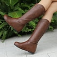 thumbnail image 6 of SACFOF Womens Cowboy Cowgirl Boots Wide Mid Calf Square Toe Riding Boots Block Chunky Heel Low Heel Distressed Studded Boots, 6 of 6