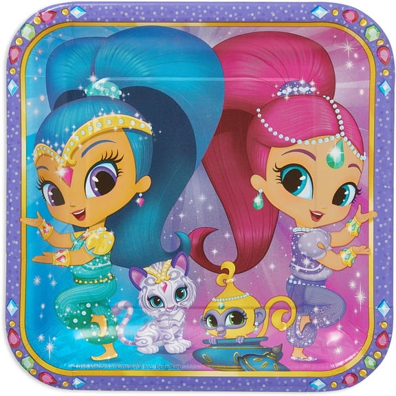 Shimmer and Shine 9" Square Plate, 8 Count, Party Supplies