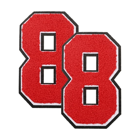Uxcell 2 Pcs 4.7" Red Number 8 Chenille Iron on Number Patches, Terry Cloth Patch