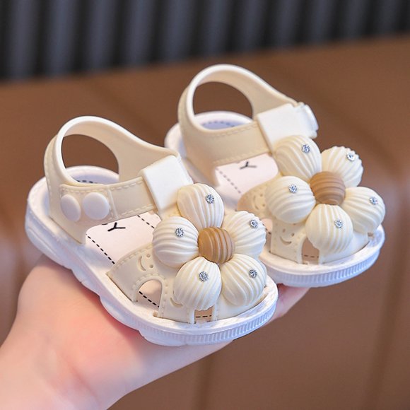 BYHONG Children Shoes Comfortable Soft Sole Sandals Fashionable Flower Beach Seaside Bow Sandals Kids Slippers Indoor Girls Boys Slipper White 4.5(US Size)