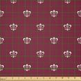 thumbnail image 2 of Ambesonne Fleur De Lis Fabric by the Yard Microfiber, Noble Medieval Pattern, 3 Yards, Dark Magenta White, 2 of 4