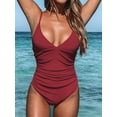 thumbnail image 4 of Women's One Piece Swimsuit Tummy Control V Neck Bathing Suits, 4 of 12