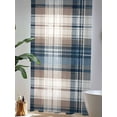 thumbnail image 4 of Sheer Curtains 96 Inches Long, Blue Brown Plaid Semi Sheer Curtains Light Filtering Window Treatment, Vintage Abstract Stripes Lattice Privacy Voile Drapes for Living Room Bedroom 52x96 Inch, 4 of 7