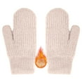 thumbnail image 3 of CUZIBR Mittens For Women Soft Fuzzy Lined Warm Knitted Mittens Finger Solid Color Thermal Cozy Thick Handwear For Cycling Running Outdoor Activities, 3 of 9