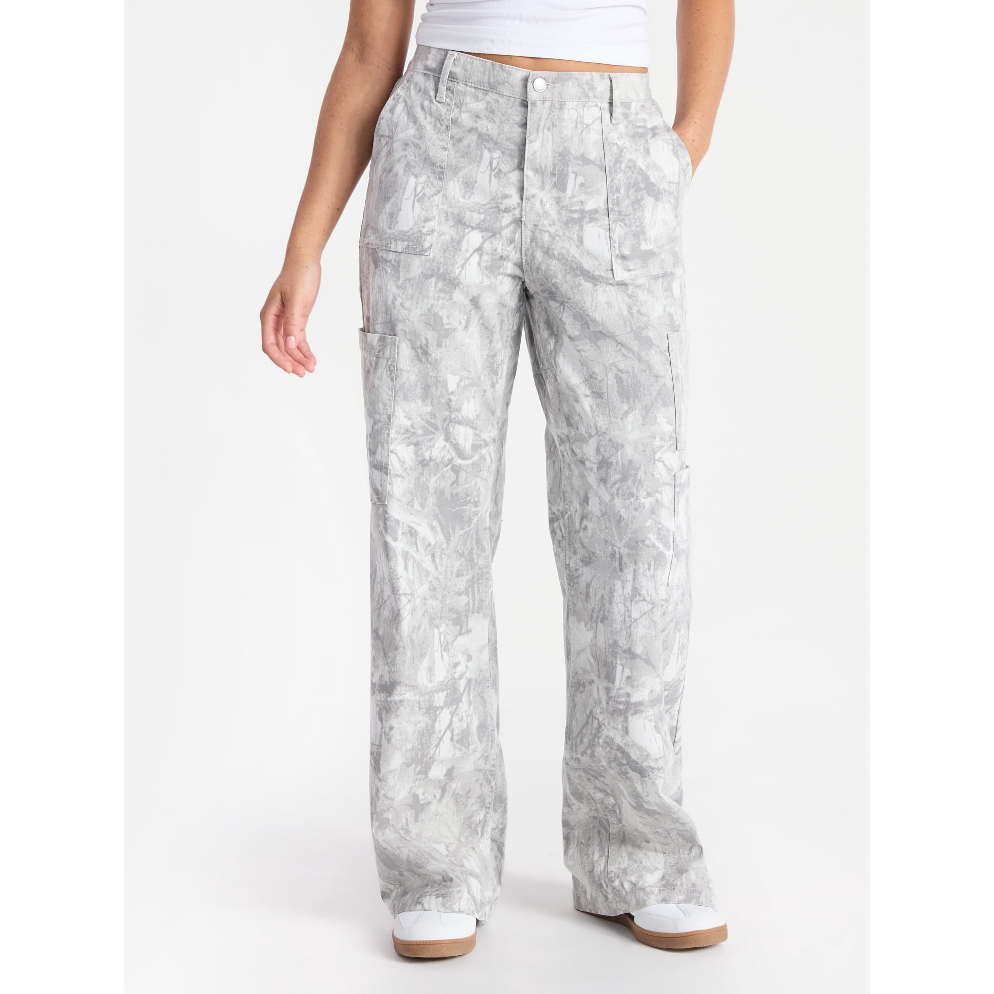 No Boundaries Women's Wide Leg Cargo Pants, 31.5" Inseam, Sizes XXS-4X