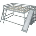 thumbnail image 5 of Wooden Bed Frame Full, Full Over Full Bunk Bed with Ladder, Slide and Shelves, 5 of 8