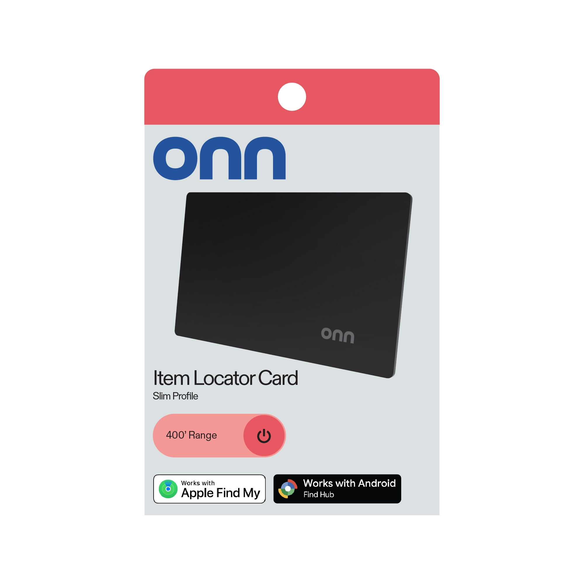 onn Item Locator Card, iOS / Android Compatible - Black