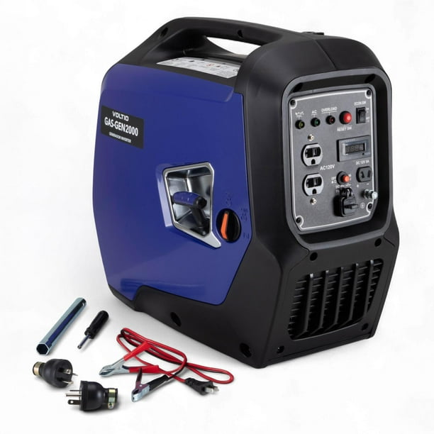 Generador a Gasolina de Corriente Eléctrica de 2000 W Capacidad de 4 Litros Compacto Voltio gris