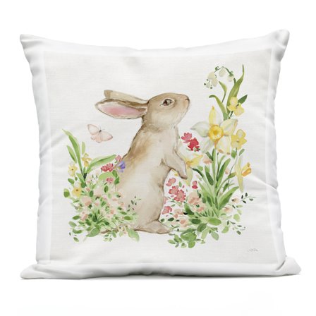 Stupell Industries Spring Celebration Rabbit Outdoor Printed Pillow design by Katrina Pete, 18 x 7 x 18