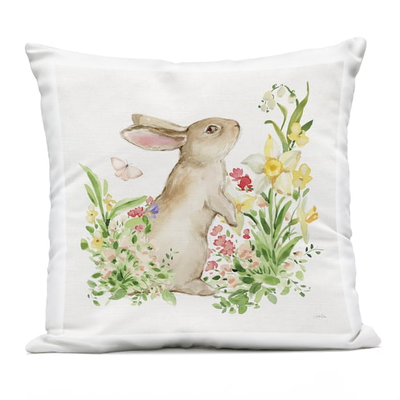 Stupell Industries Spring Celebration Rabbit Outdoor Printed Pillow design by Katrina Pete, 18 x 7 x 18