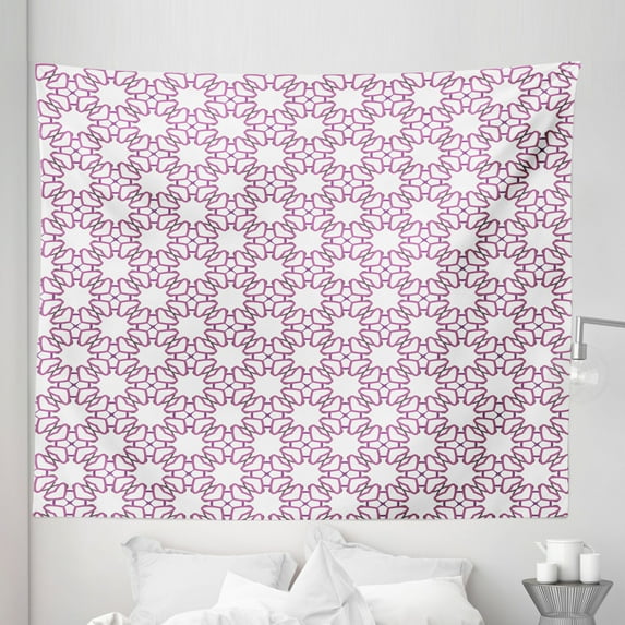 Romantic Tapestry, Love Themed Along Hearts Pattern in Circular Design on a Plain Background, Fabric Wall Hanging Decor for Bedroom Living Room Dorm, 5 Sizes, Multicolor, by Ambesonne
