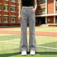 thumbnail image 5 of Girls Cargo Flare Pants Bell Bottom Leggings with Pockets Elastic Waist Stretch Bootcut Trousers for Daily Wear (5-15 Years), 5 of 8