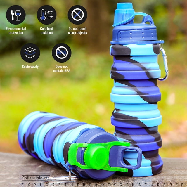Silicona Silicona Silicona Botellas de Vije Botella Plegable Botella de Agua Sport 500ml