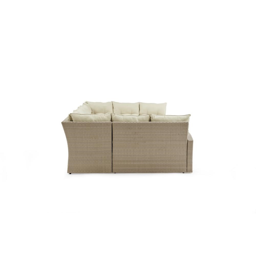 Canaan All-Weather Wicker Outdoor Horseshoe Sectional Sofa with Cream Cushions - image 4 of 4