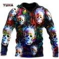 thumbnail image 3 of Sudadera con capucha y sudadera con estampado 3D de tatuaje de calavera roja oscura para hombre, sudadera unisex de primavera y otoño, ropa deportiva informal, 3 of 5