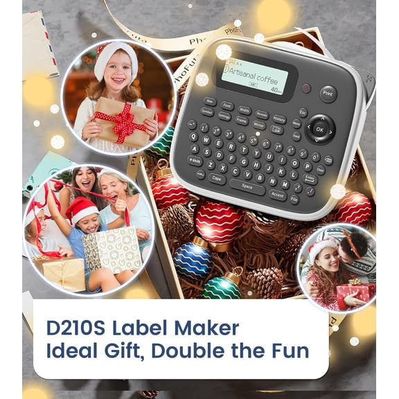 Label Maker, Label Maker Machine with-Tape, Labeler Machine with Waterproof-Labels 12mm 0.47, Laminated Inkless Label Printer, D210s Labeling Maker for Home Organization School Office Supplies