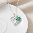 thumbnail image 2 of Sterling Silver Heart Four Leaf Clover Necklace for Women, Green Cubic Zirconia Irish Good Luck Pendant, Hypoallergenic St.Patrick's Day Gift for Her, 2 of 5