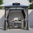 thumbnail image 3 of 8FT x 8FT Double Roof BBQ Grill Gazebo with Grey Polycarbonate for Outdoor Use, 3 of 7