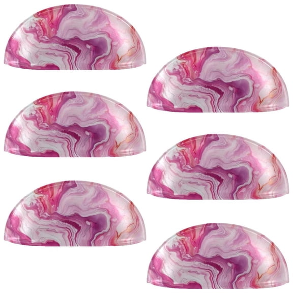 PhooArto 6 Pcs Cup Drawer Pulls, Pink White Marble Texture Shell Shape Handles Cabinet Knobs for Dresser Cupboard Closet Wardrobe with Screws