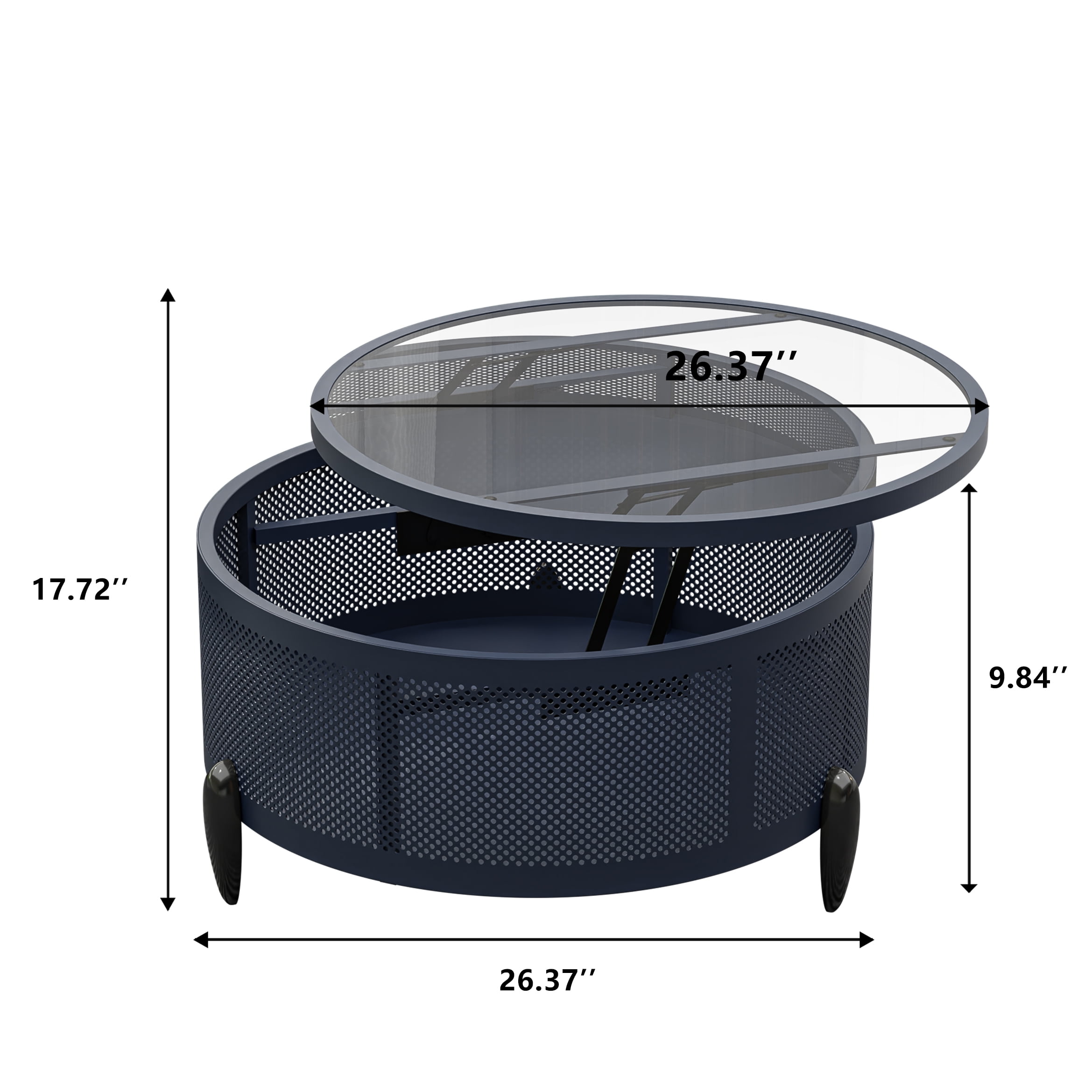 GLORY PATIO Round Coffee Table With Lifting Top And Storage Function
