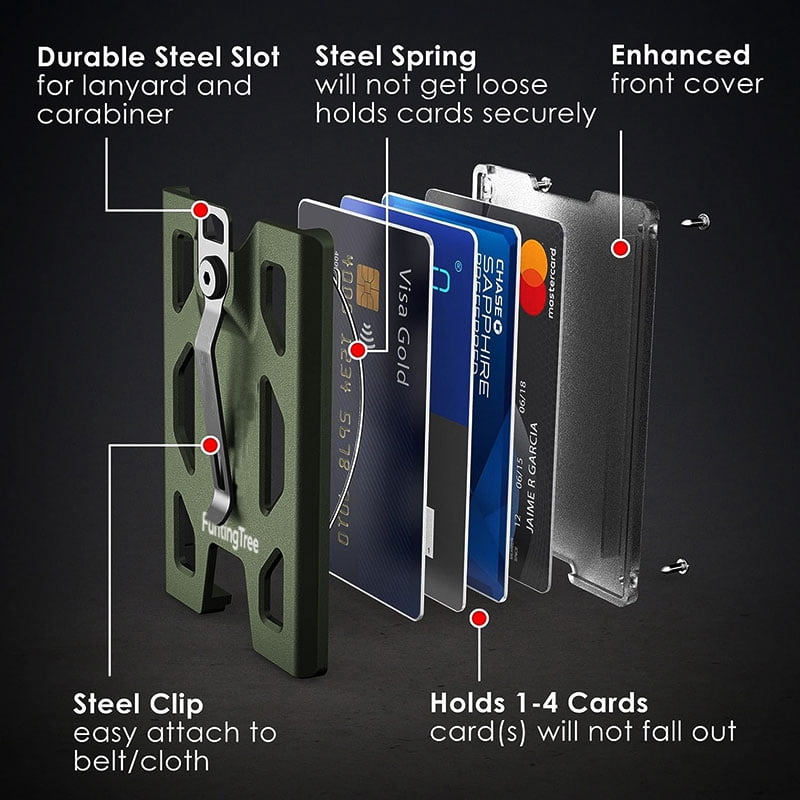 Aluminum Badge Holder/Wallet_ Durable ID Card Holder with Metal Clip and 4 Cards Slot