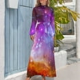 thumbnail image 4 of Galaxy Outer Space Dress Flaming Star Nebula Trendy Graphic Maxi Dress High Waist Long Sleeve Street Wear Bohemia Long Dresses, 4 of 5