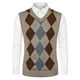 thumbnail image 1 of INSPIRE CHIC Suéter de chaleco de argyle informal para hombre, cuello en V, ajuste delgado, sin mangas, suéter de punto Beige L, 1 of 6