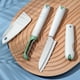 thumbnail image 1 of Pelador de cocina | Juego de cuchillos para frutas multiusos | Rascador plegable de acero inoxidable | Empuñadura ergonómica | Herramienta versátil para rebanar y pelar | 3 Piezas Blanco | los, 1 of 7